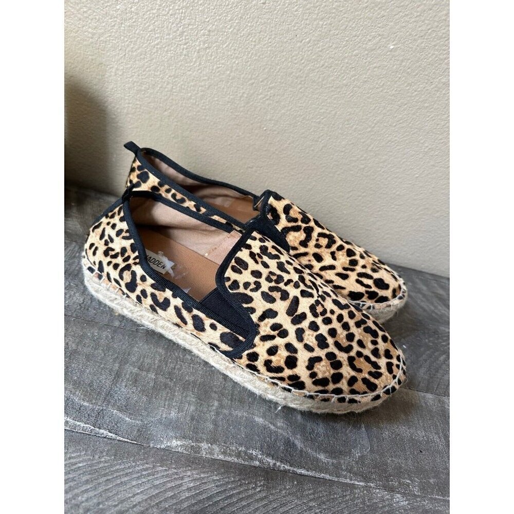 Steve Madden Alexia Espadrilles Sz 10B Cheetah Print Cow Hair - Picture 3 of 5